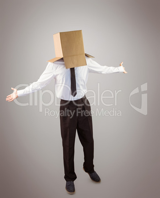 Anonymous businessman with arms out