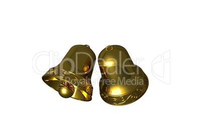 Digitally generated golden christmas bells