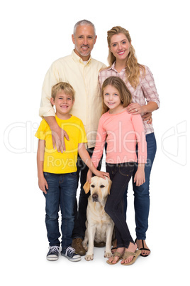 Happy family with their pet dog