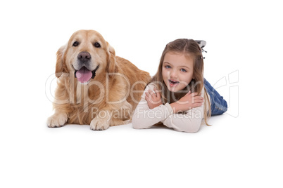 Happy girl with her pet dog