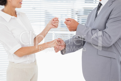 Two business people shaking hands