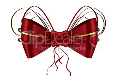 Digitally generated red shiny bow