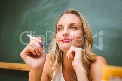 Close up of thoughtful businesswoman