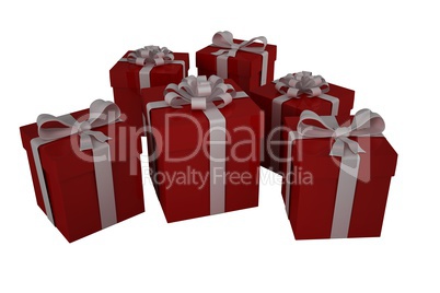 Red gifts with white bow