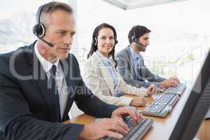 Business team working at the call center