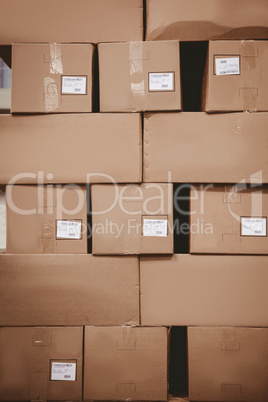 Cardboard boxes in warehouse