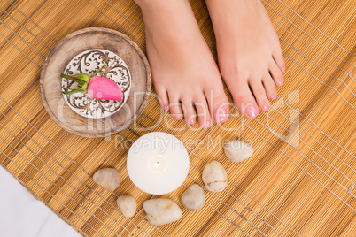 Womans feet after a pedicure