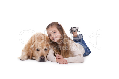 Happy girl with her pet dog