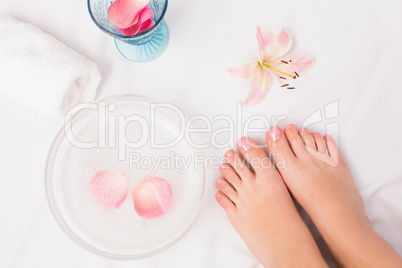 Womans feet after a pedicure