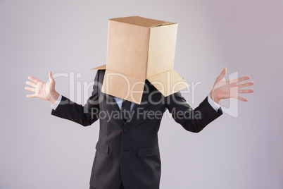 Anonymous businessman with hands out
