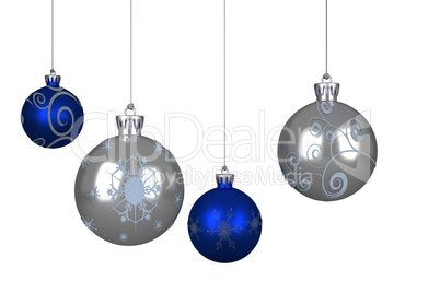 Blue and silver christmas baubles