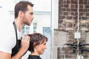 Pretty brunette at her hair appointment