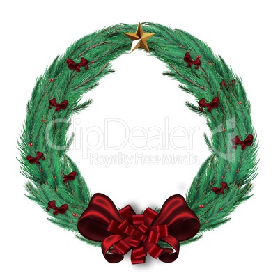 Digitally generated green christmas wreath