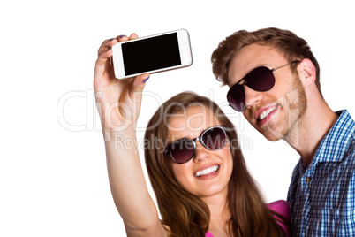 Couple taking selfie with smart phone