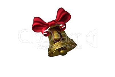 Golden bell with red ribbon