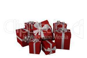 Red gifts with white bow