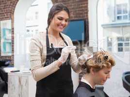 Customer getting her hair coloured