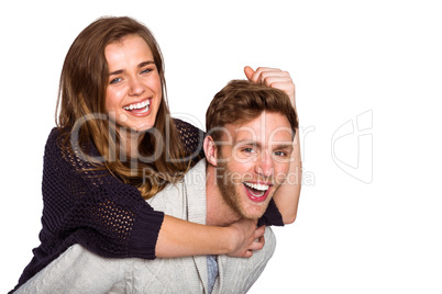 Cheerful young couple embracing