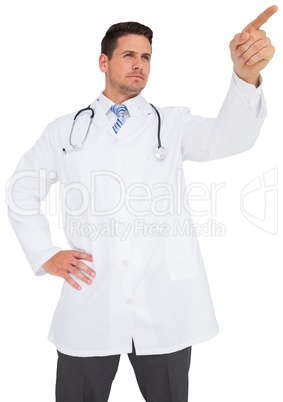 Handsome doctor pointing