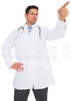 Handsome doctor pointing
