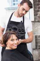 Pretty brunette at her hair appointment