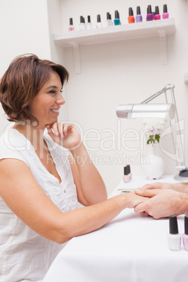 Customer getting a manicure
