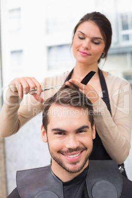 Man getting his hair trimmed