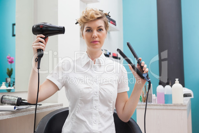 Customer holding a hairdryer