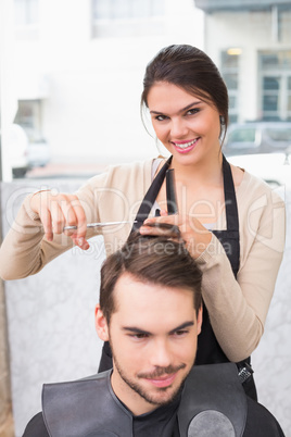 Man getting his hair trimmed