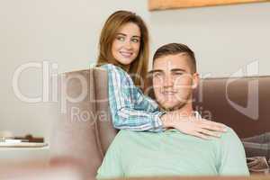 Cute couple relaxing on couch