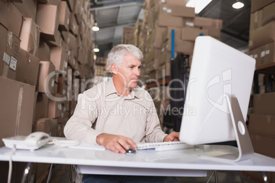 Warehouse manager using computer