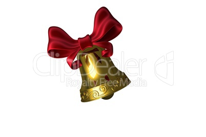 Golden bell with red ribbon