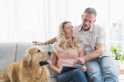 Couple with credit card shopping online