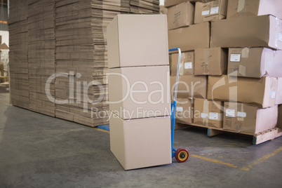 Cardboard boxes in warehouse