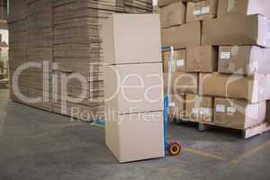 Cardboard boxes in warehouse