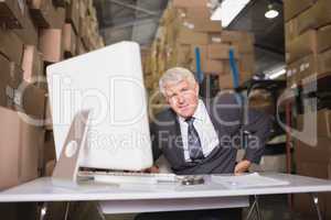 Warehouse manager using computer