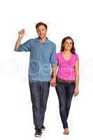 Full length of happy young couple
