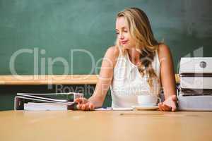 Beautiful businesswoman at office desk