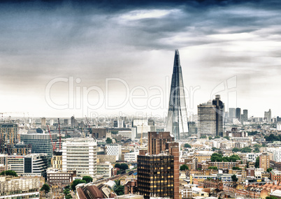 Aerial view of London modern skyline