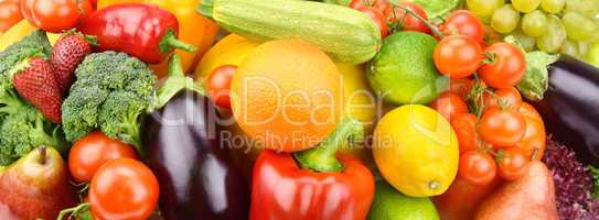 Background of vegetables and fruit set