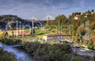 View of Poya bridge, Fribourg, Switzerland, HDR