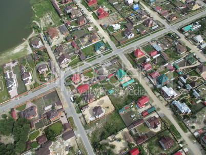 Suburban streets on lake bank