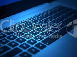 white laptop keyboard with black keys closeup