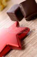 chocolate dices with red star shape
