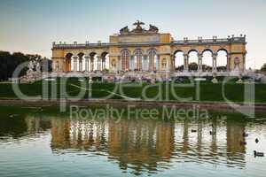 Gloriette Schonbrunn in Vienna at sunset