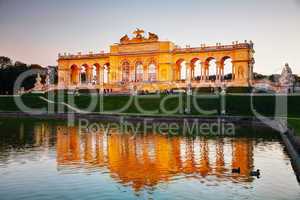 Gloriette Schonbrunn in Vienna at sunset