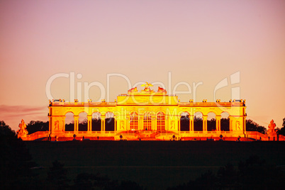 Gloriette Schonbrunn in Vienna at sunset