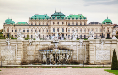 Belvedere palace in Vienna, Austria on a cloudy day