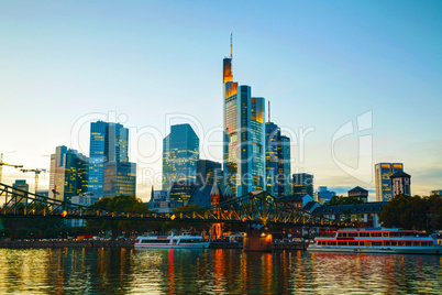 Frankfurt cityscape at sunset