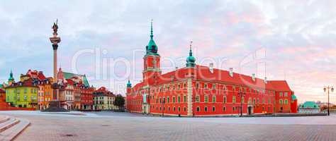Castle square panorama in Warsaw, Poland
